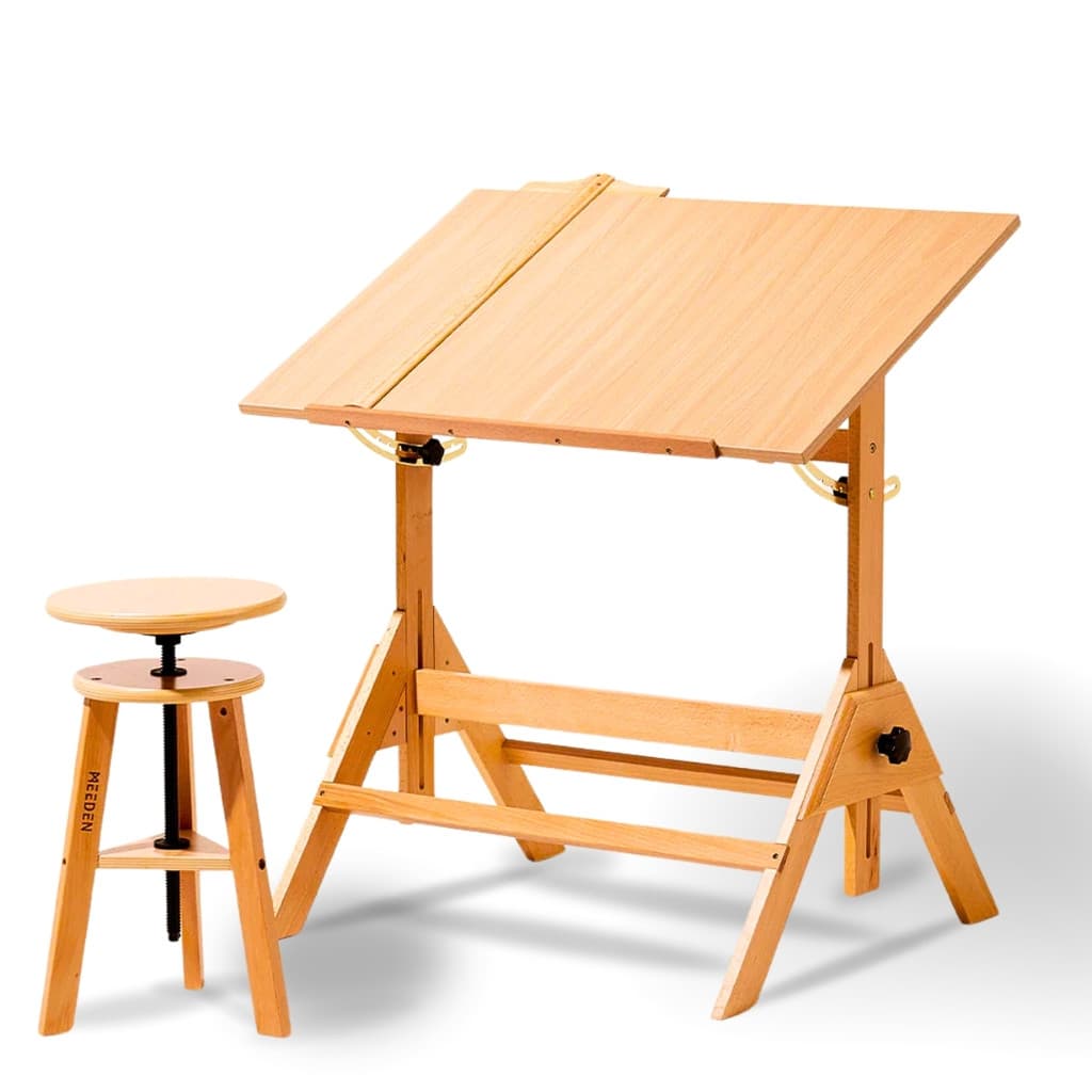 Mesa de Desenho em Madeira com Banco Yellow Maple Meeden - AFD-6061T-YM