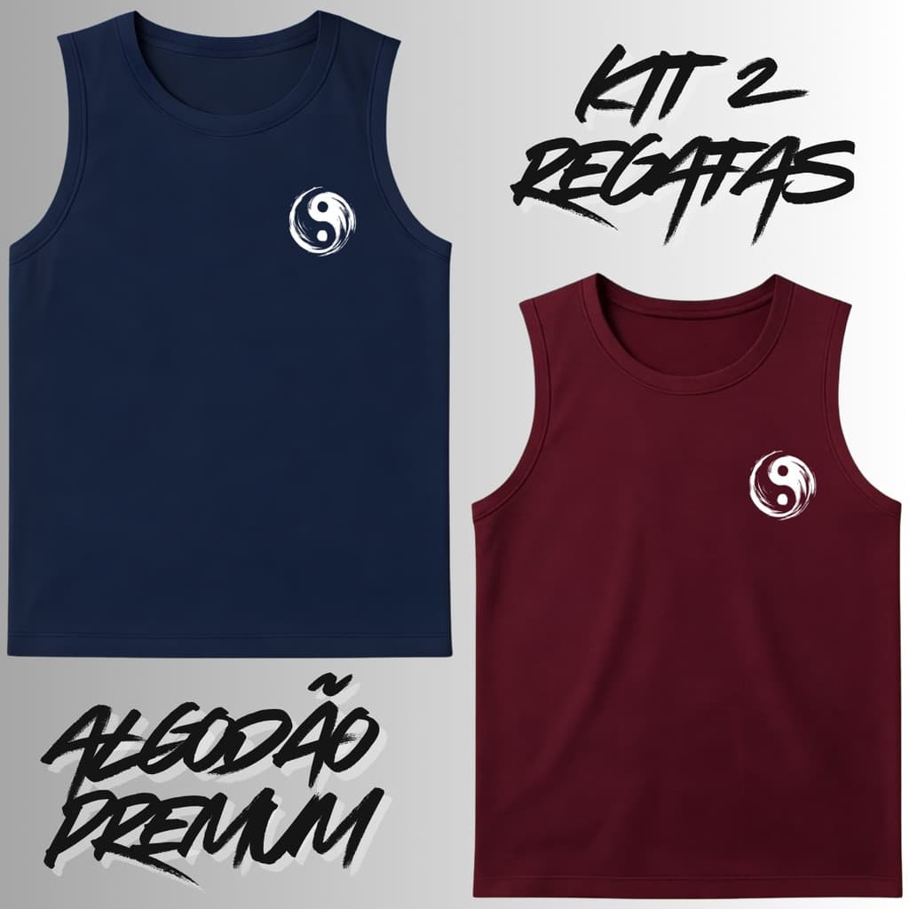 kit 2 Regatas Masculina Cavada BEMXMAU Algodão Leve e Confortavel