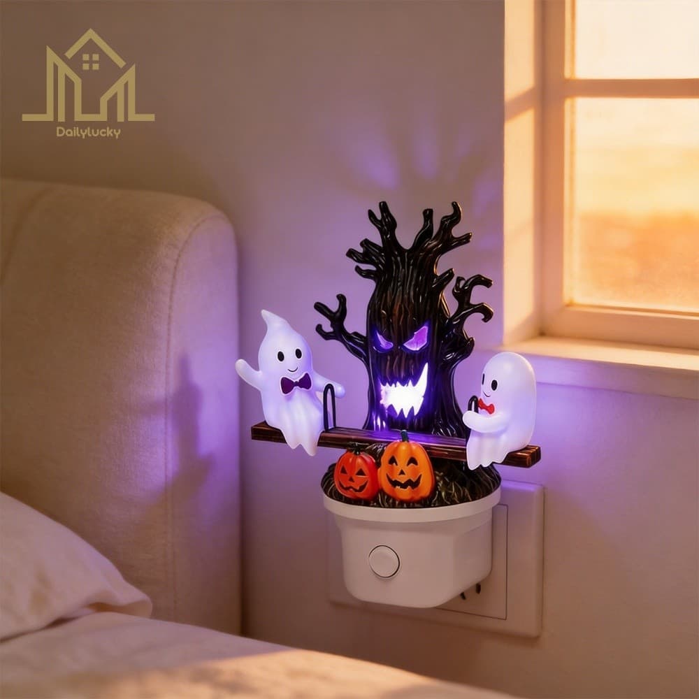Halloween Fantasma Luz Noturna Iluminada Decoração Gangorra Para Festa Em Casa E Mesa [Dailylucky.br-DLY]