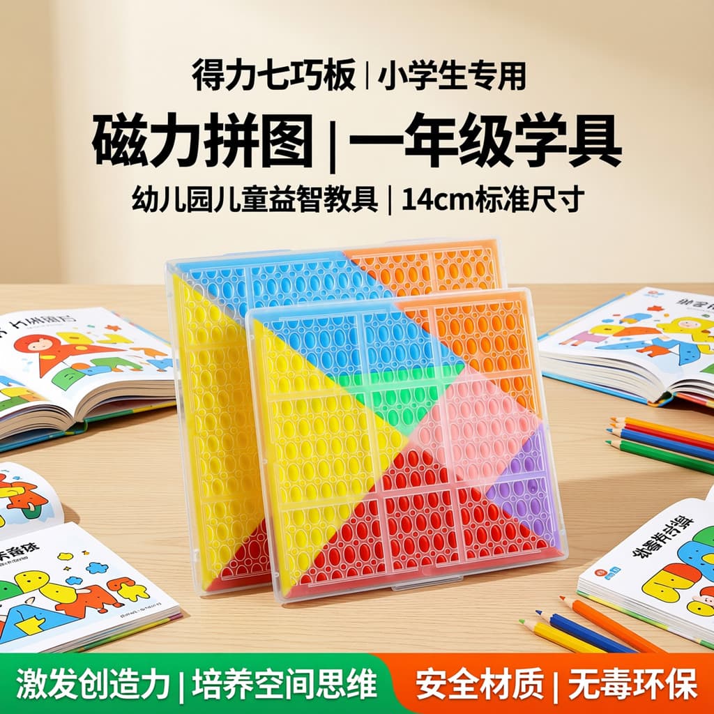 Deli Tangram estudantes do ensino fundamental dedicado primeiro grau aprendizagem Aids 14cm quebra-cabeça magnético jard