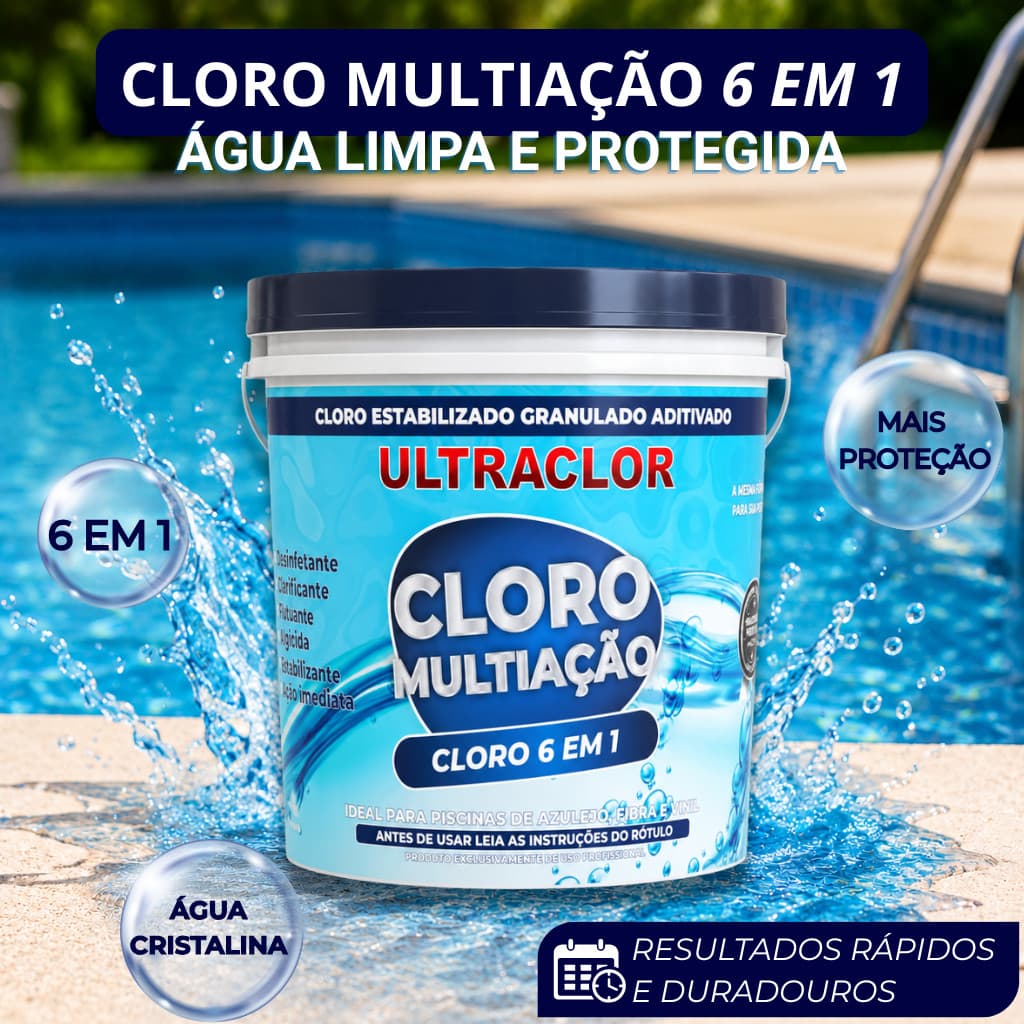 Cloro para Piscina ULTRACLOR Multiação 10kg | 6 em 1| Alto Rendimento | Original