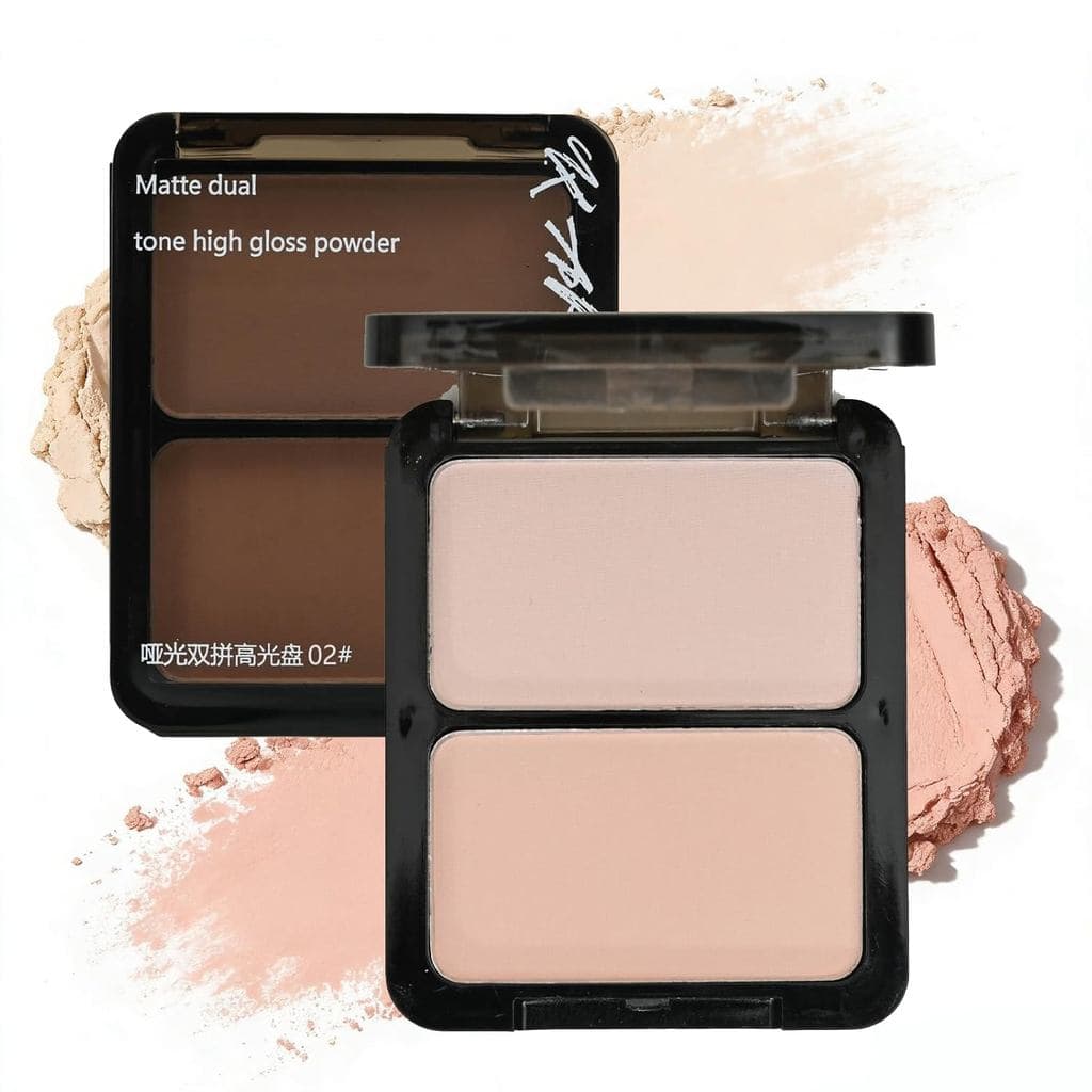 Paleta de Sombras Matte Nude K'APEINE 2 Cores Rosa Claro Mini Paleta de Sombras para Olhos Duo Iluminador Facial Pó Bron