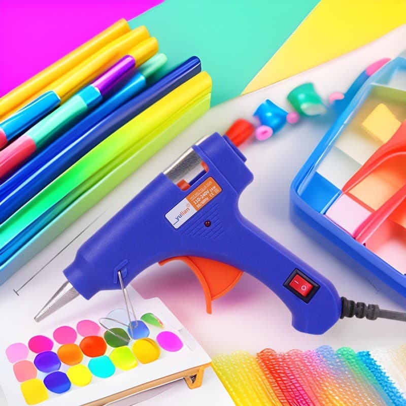 Crianças artesanal DIY pistola de cola quente 20W casa multicolorido capacidade quente pistola cola com cola vara ferram