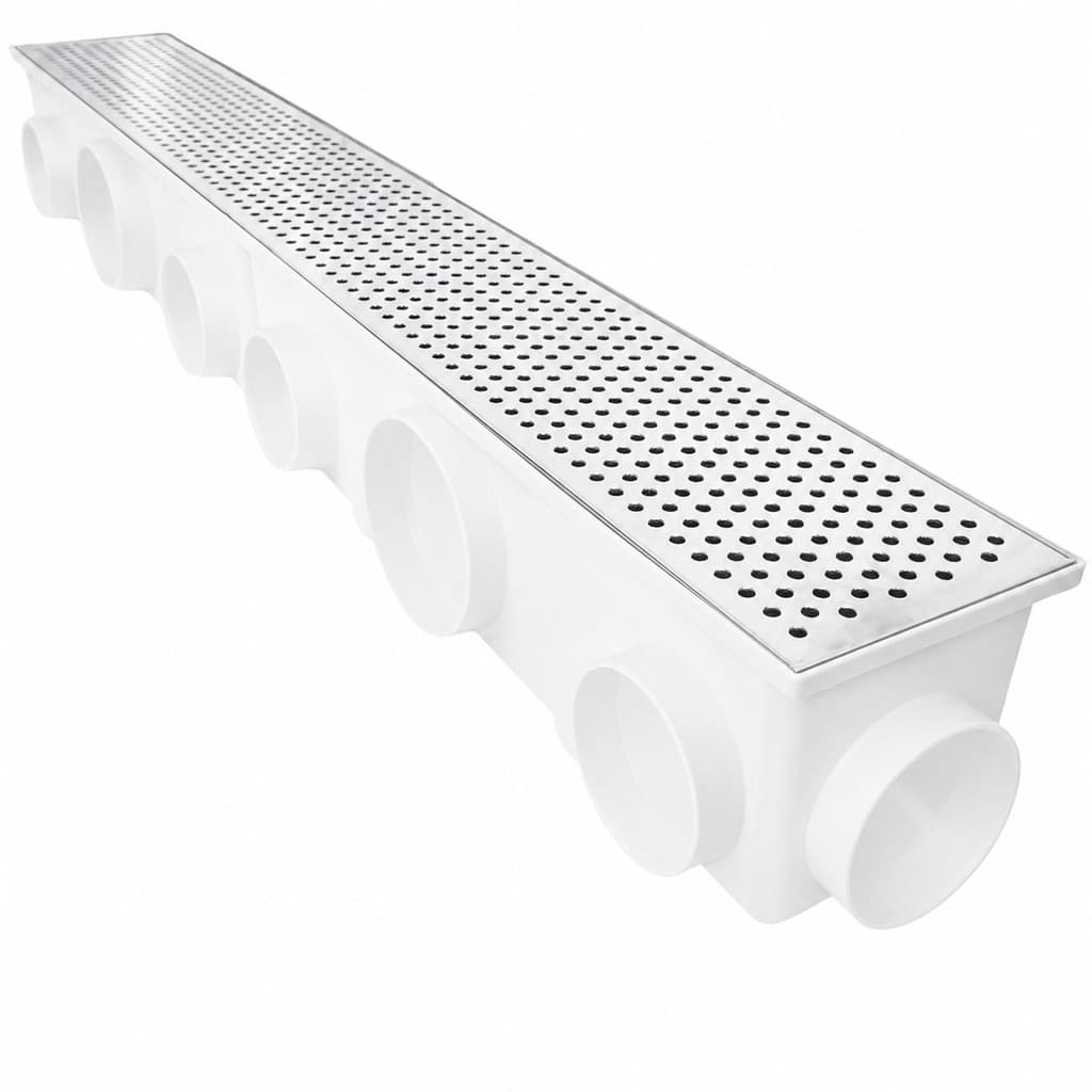 Ralo Drenagem de Água da Chuva 15x100 Inox Perfurado Bolinha col Branco Modular
