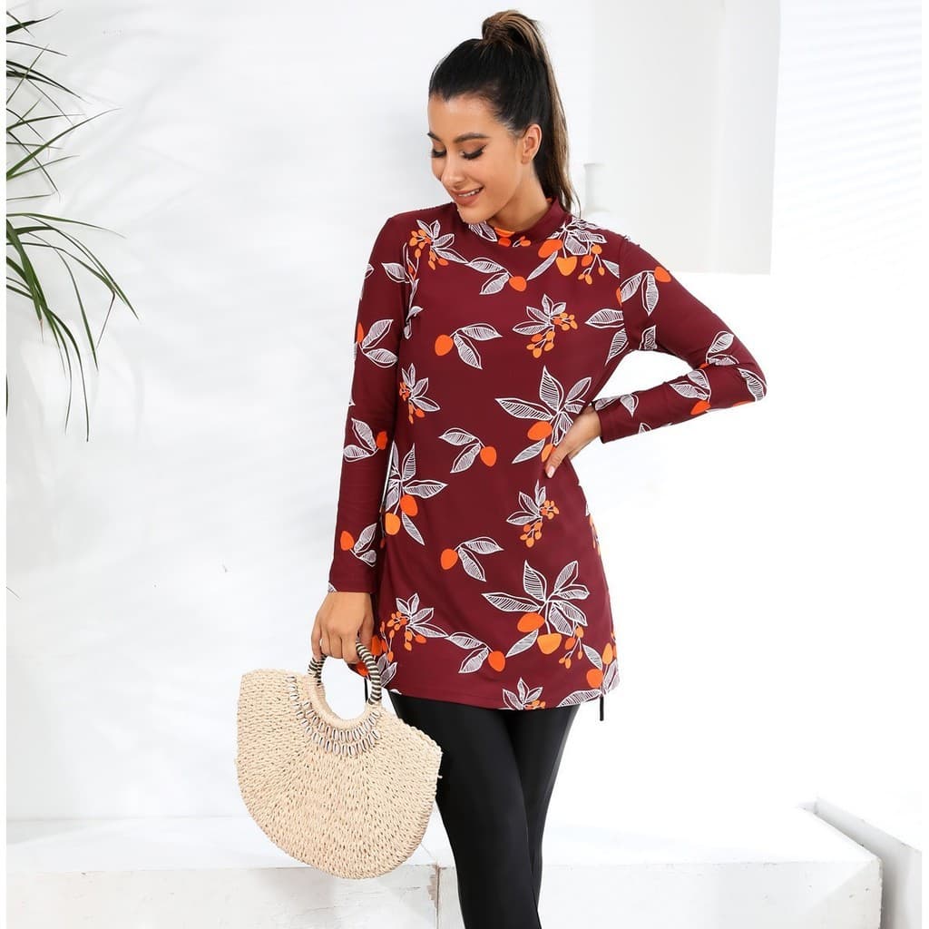 Maiô estampado feminino conservador maiô de praia feminino com almofada no peito
