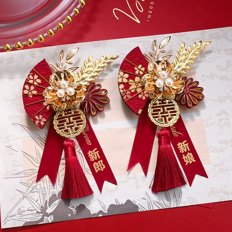 High-End chinês casamento Corsage noivo noiva casamento criativo requintado requintado flor padrinhos dama de honra conj
