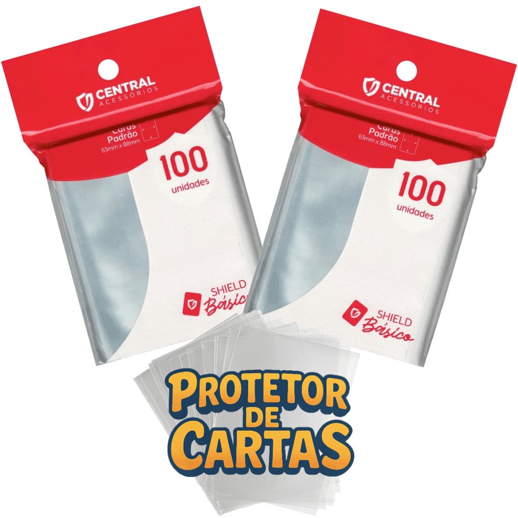 Protetor de Cartas Sleeve Central Shield 63 x 88mm Padrão Básico Transparente Pokémon Magic TCG