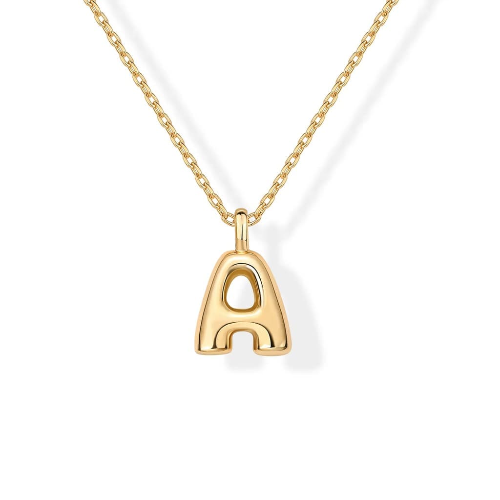 PAVOI Colar com Pingente de Letra em Forma de Bolha, Banhado a Ouro 14K, Elegante e Ousado, para Mulheres - Colar com Le