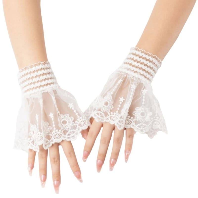 Estone Delicado Laço Embelezado Manga Extensores Tecido Macio Unissex Versatilidade Para Vestido Camisa Estilo DIY