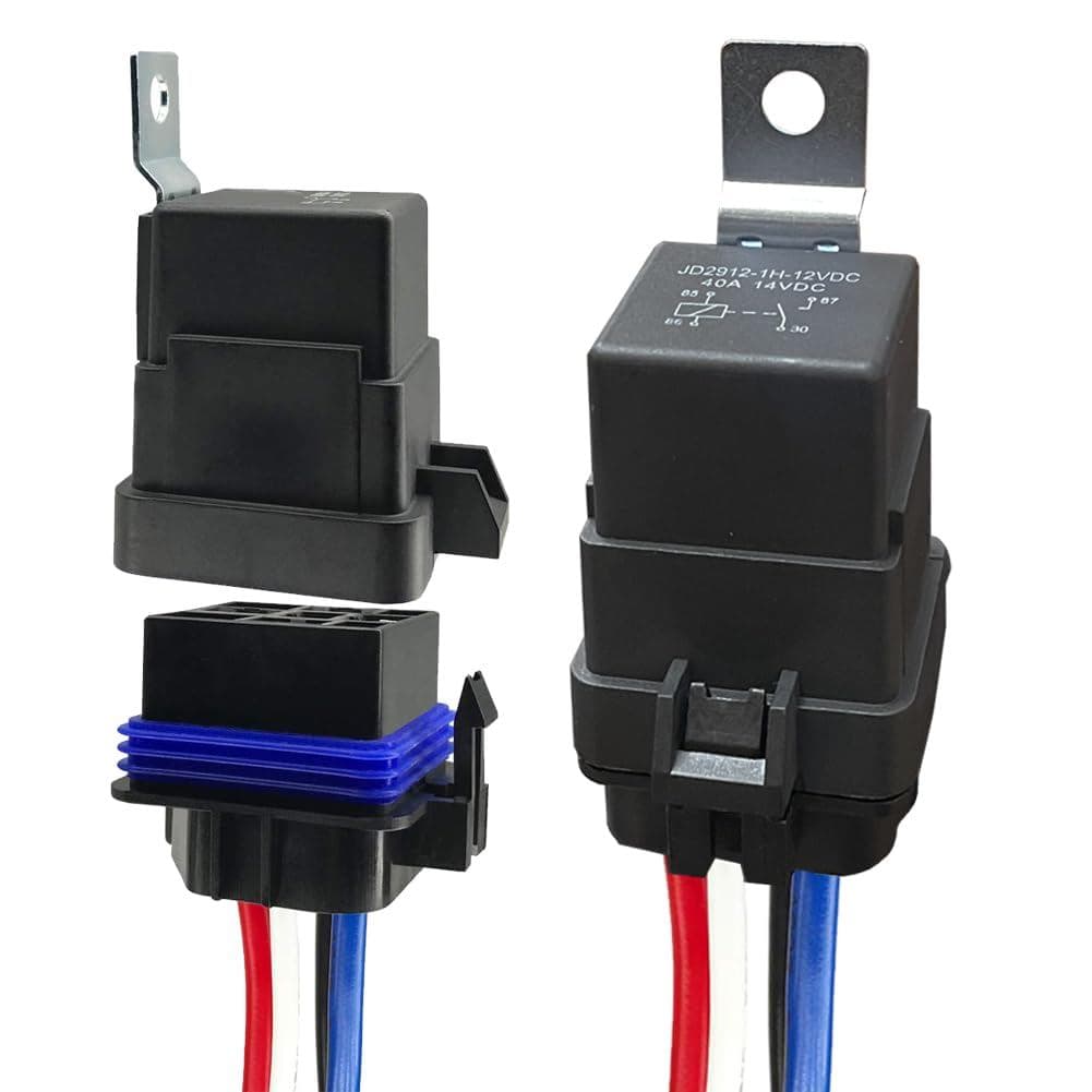 Conjunto de Fiação para Relé à Prova d'Água 4 Pinos 12V 40/30 Amp - Relés Automotivos SPDT 12V DC 4 Pinos com Fios Quent