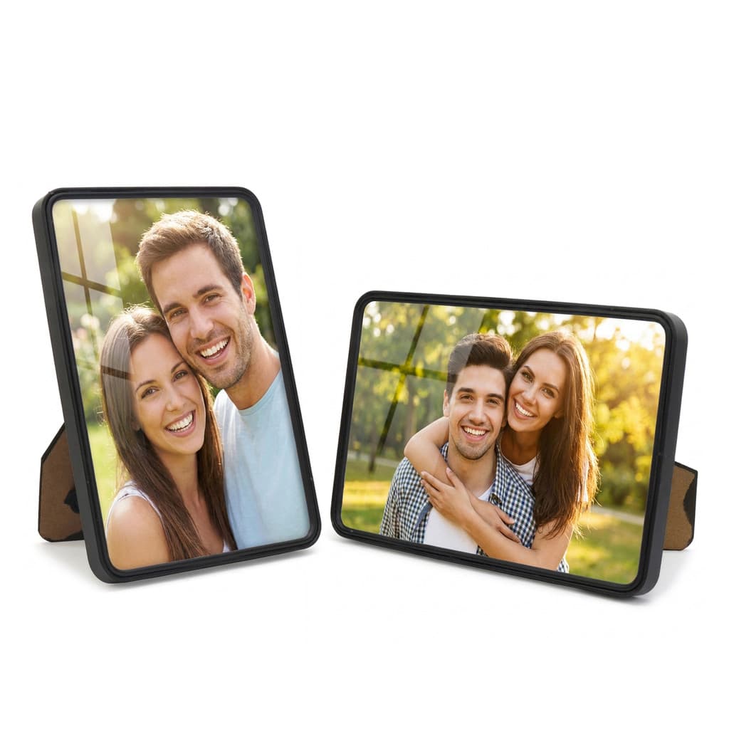 Porta Retratos 10x15 Preto Metal Borda Suave Kit 2 Molduras