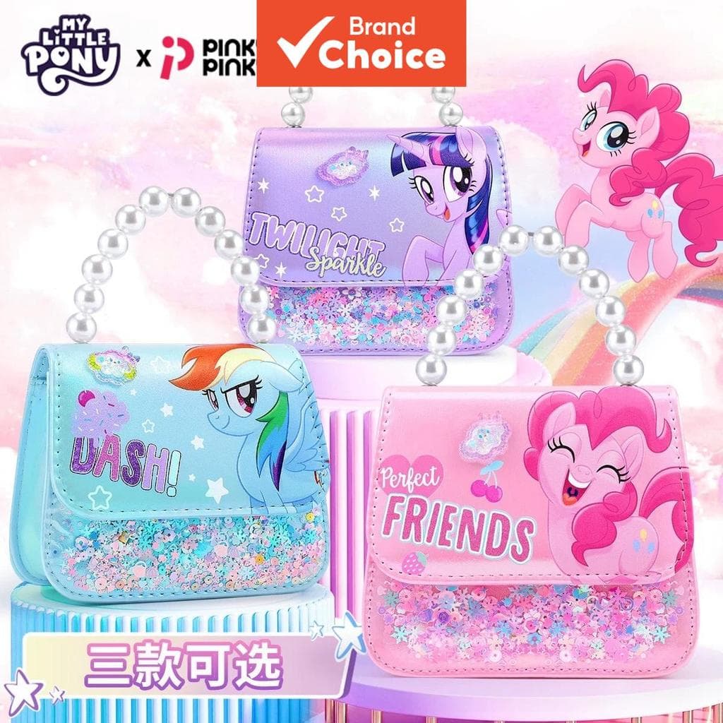 Bolsa de ombro, bolsa tiracolo e bolsa de mão My Little Pony – Estampa Pinkie Pie e Twilight Sparkle. Perfeita para