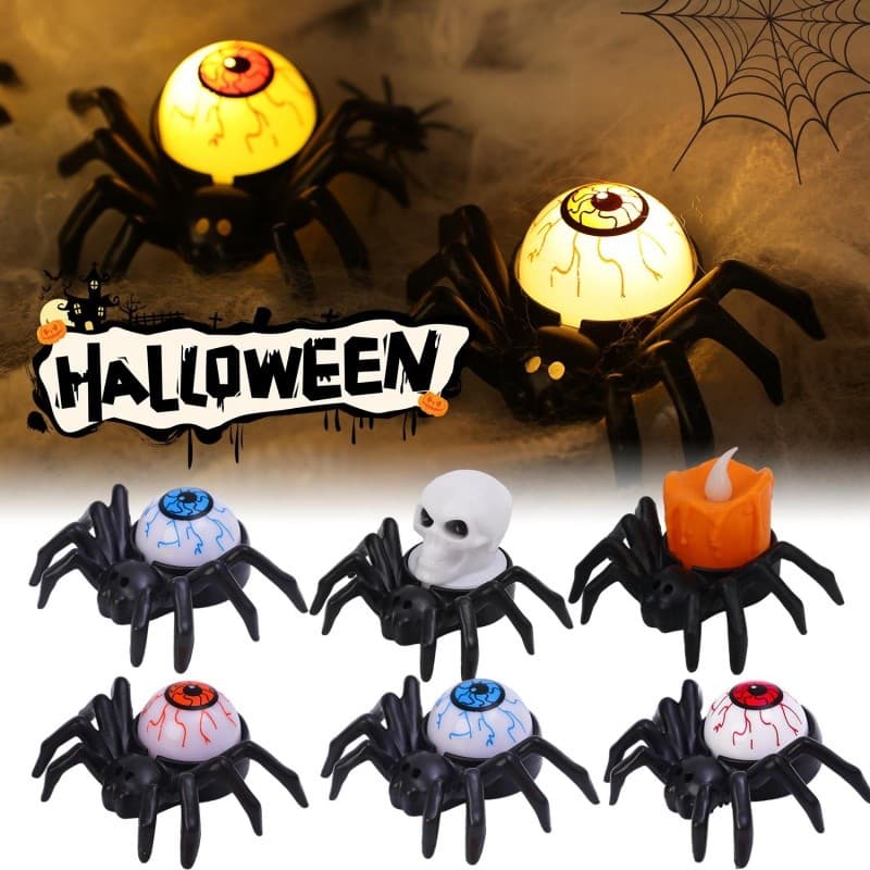 Terror Brilhante Globo Ocular Luz Noturna Tema De Halloween-Forma De Aranha Lâmpada De Conto De Fadas Casa Assombrada Ad