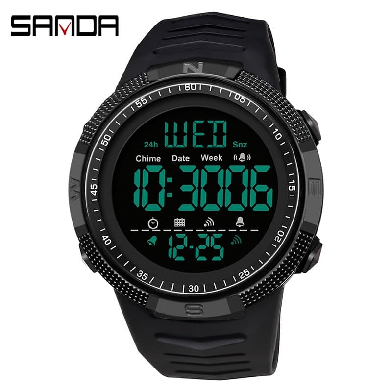 Sanda Relógio À Prova D 'Água Cronógrafo Luxo LED Display Unissex Moda Relógio Esportivo