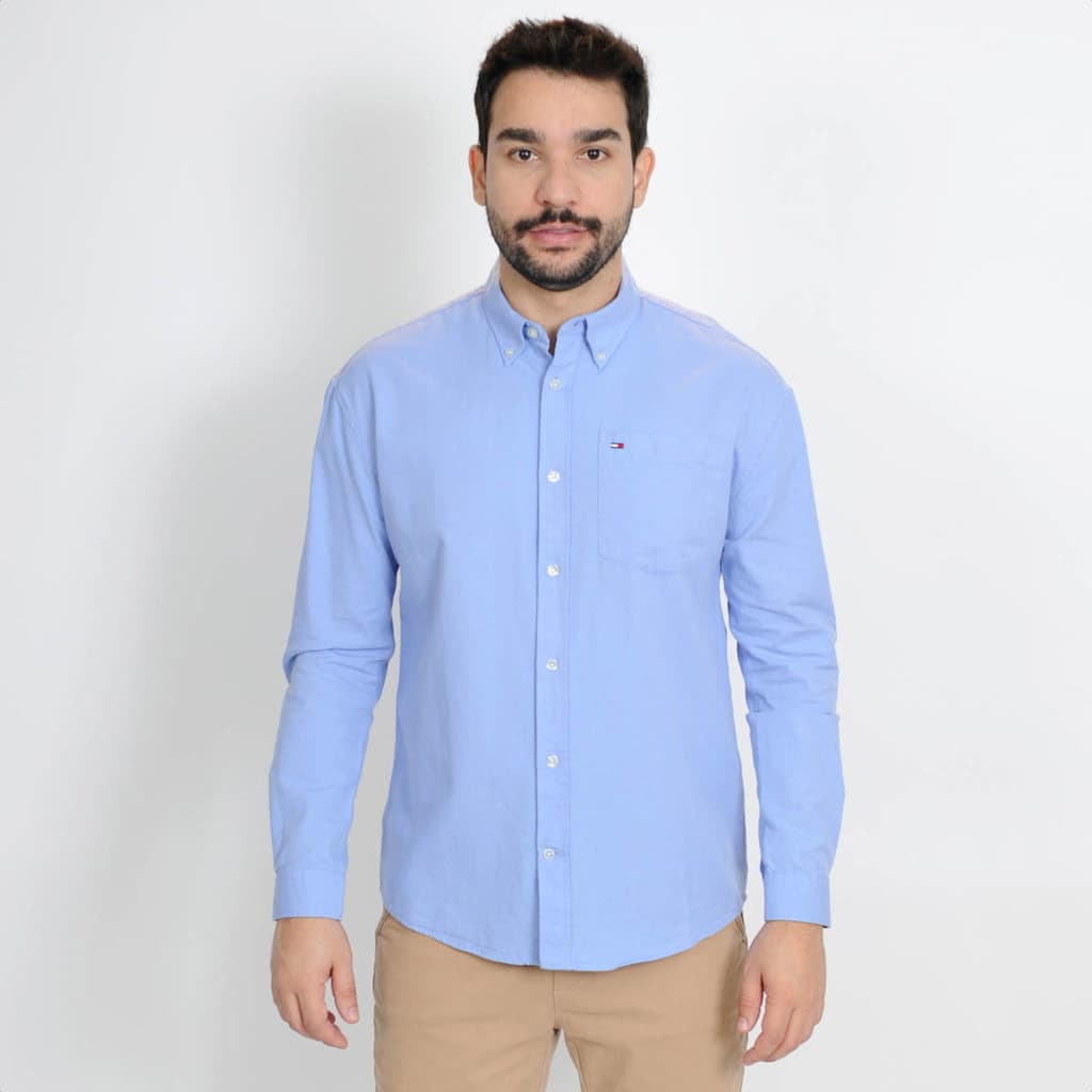 Camisa Social Tommy Manga Longa Azul - Masculino