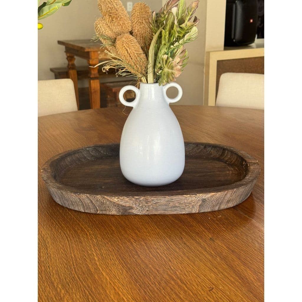 Bandeja Centro de mesa em madeira Maciça 46cm petisqueira, travessa formato Oval