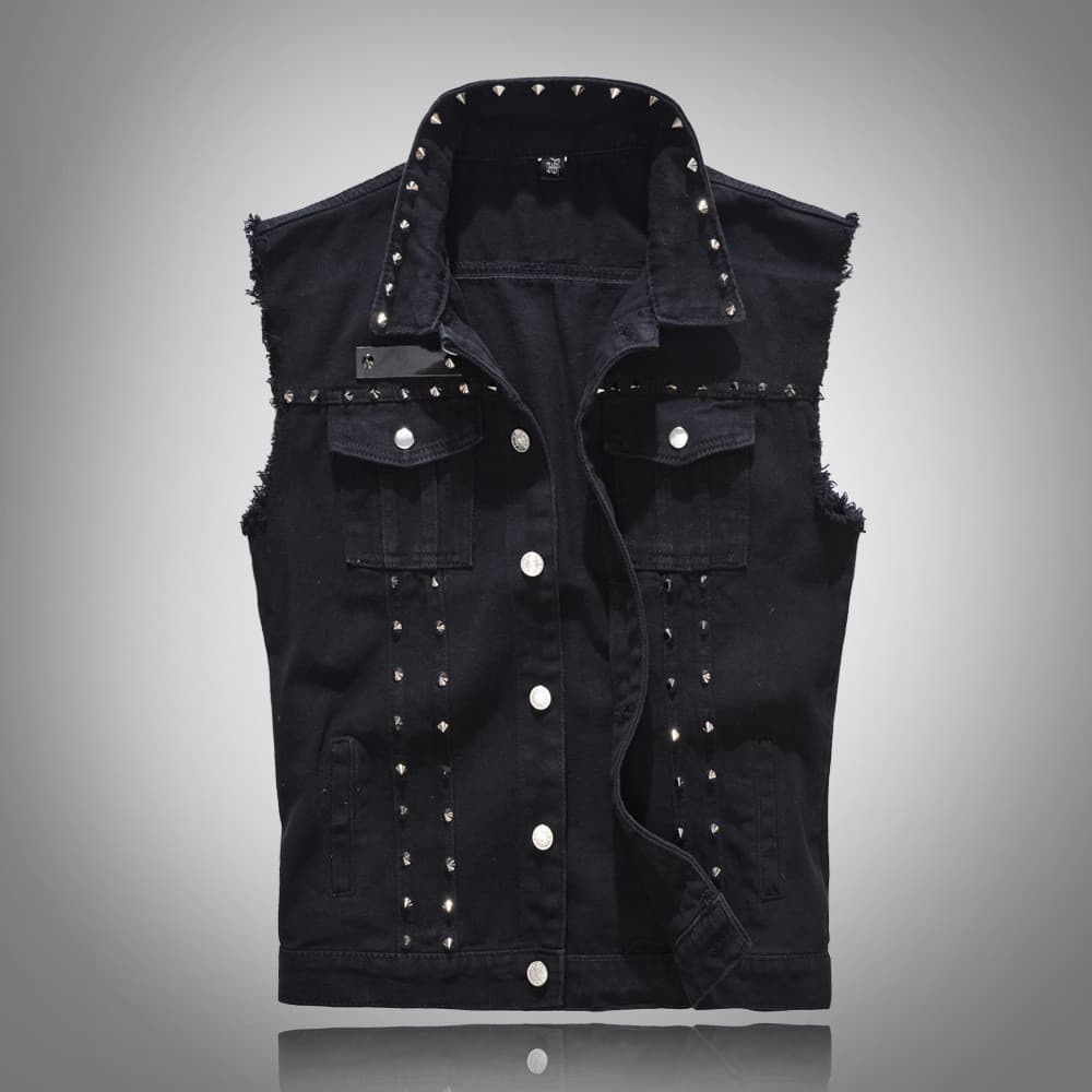 Homens Motocicleta Denim Sem Mangas Colete Botão Casual Streetwear Em Camadas Topo Diário Festa Roupas De Viagem