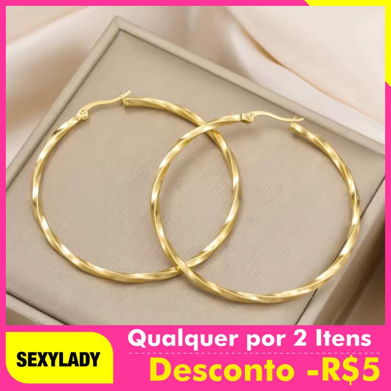 Brincos de Argola Geométricos para Mulheres 28-54MM, Brincos de Aço Inoxidável, Joias de Moda, Presente de Aniversário,