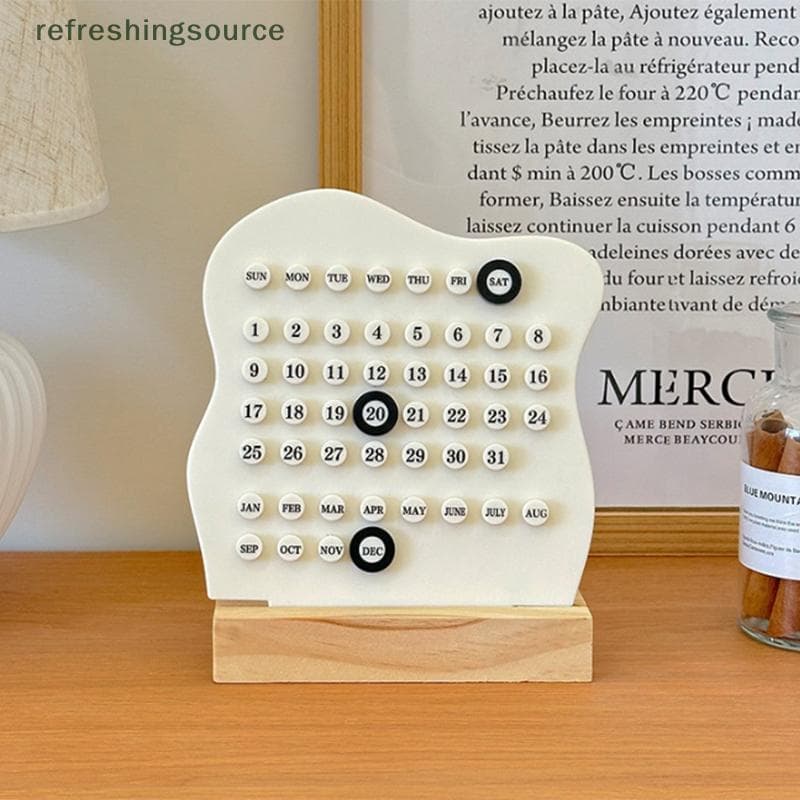 [T & B] Calendário Perpétuo De Madeira De 1 Unidade Montessori De Mesa Fofo Semana Ajustável Mês Data Display De Escritó