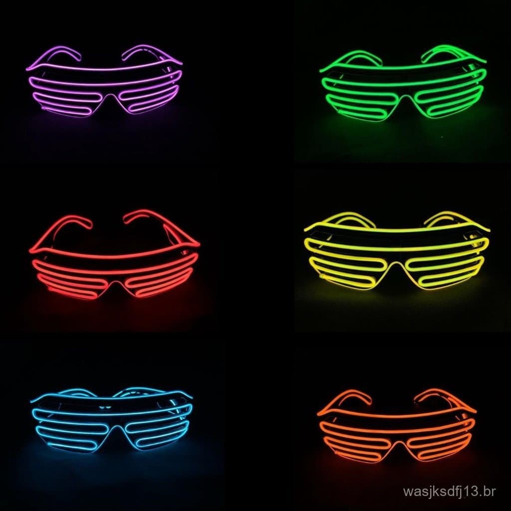 Óculos Led Neon Gradeado Rave Balada Festa Casamento + Pilhas