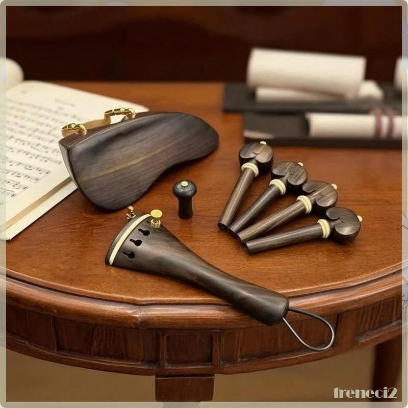 [Freneci2] Conjunto De Componentes De Ébano Para Descanso De Queixo De Violino , Arremate Com Laço E Quatro Pinos , Aces