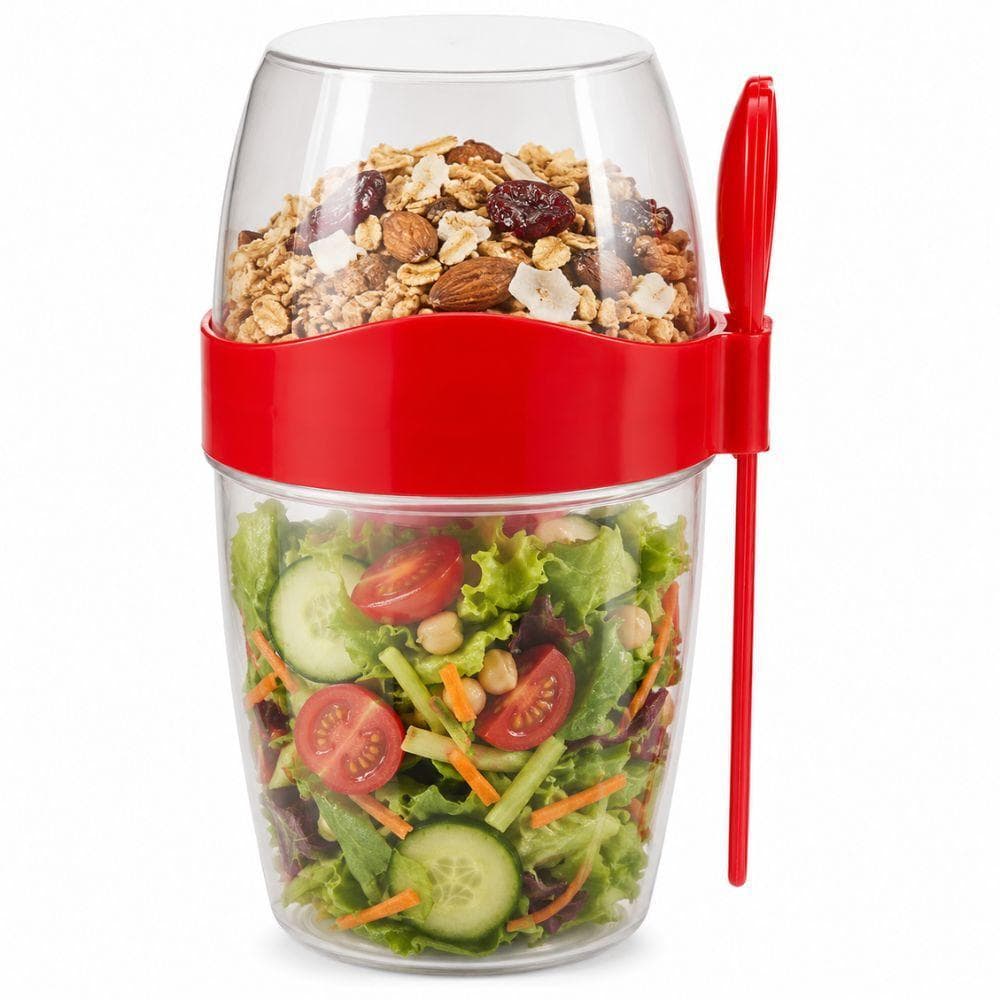 POTE SALADA FITNESS DUPLO COM MOLHEIRA E TALHER PORTATIL REUTILIZAVEL MARMITA LANCHEIRA COPO SHAKEIRA MULTIUSO