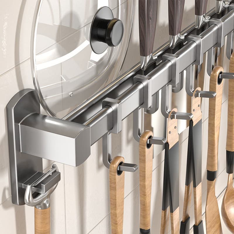 Gancho de cozinha cabide de parede sem perfuração colher pá cabide utensílios de cozinha haste dupla linha gancho rack d
