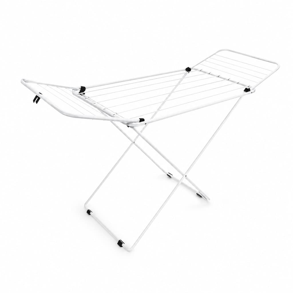 Varal Chão Grande Aço Reforçado Dobrável Abas Laterais Branco 13kg 140cm Lavanderia Roupas