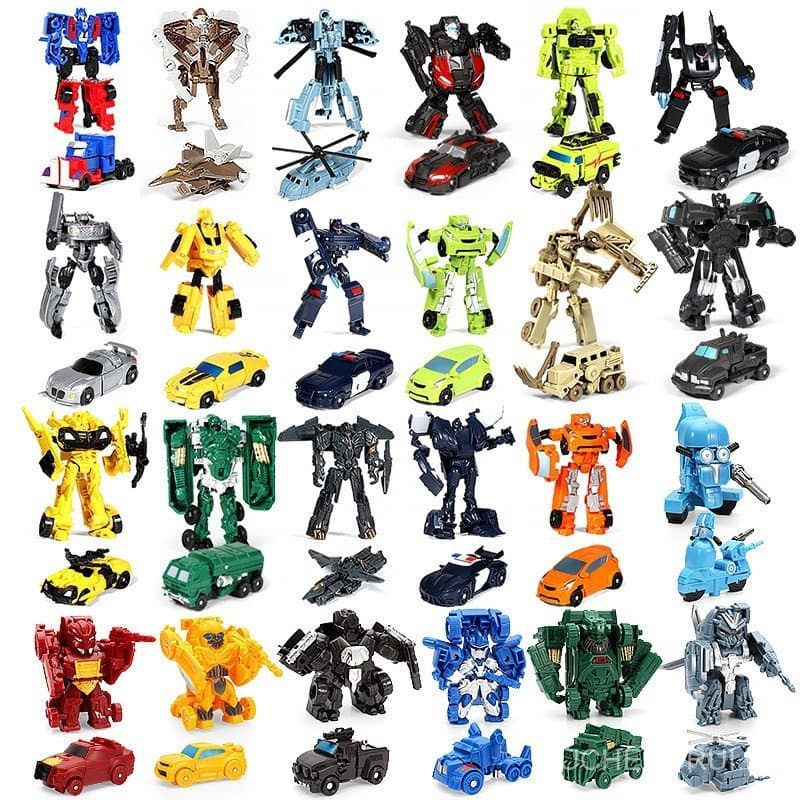 Mini Brinquedo Transformador Optimus Prime Megatron, Figuras de Ação de Robôs para Crianças, Carro DIY SE0U