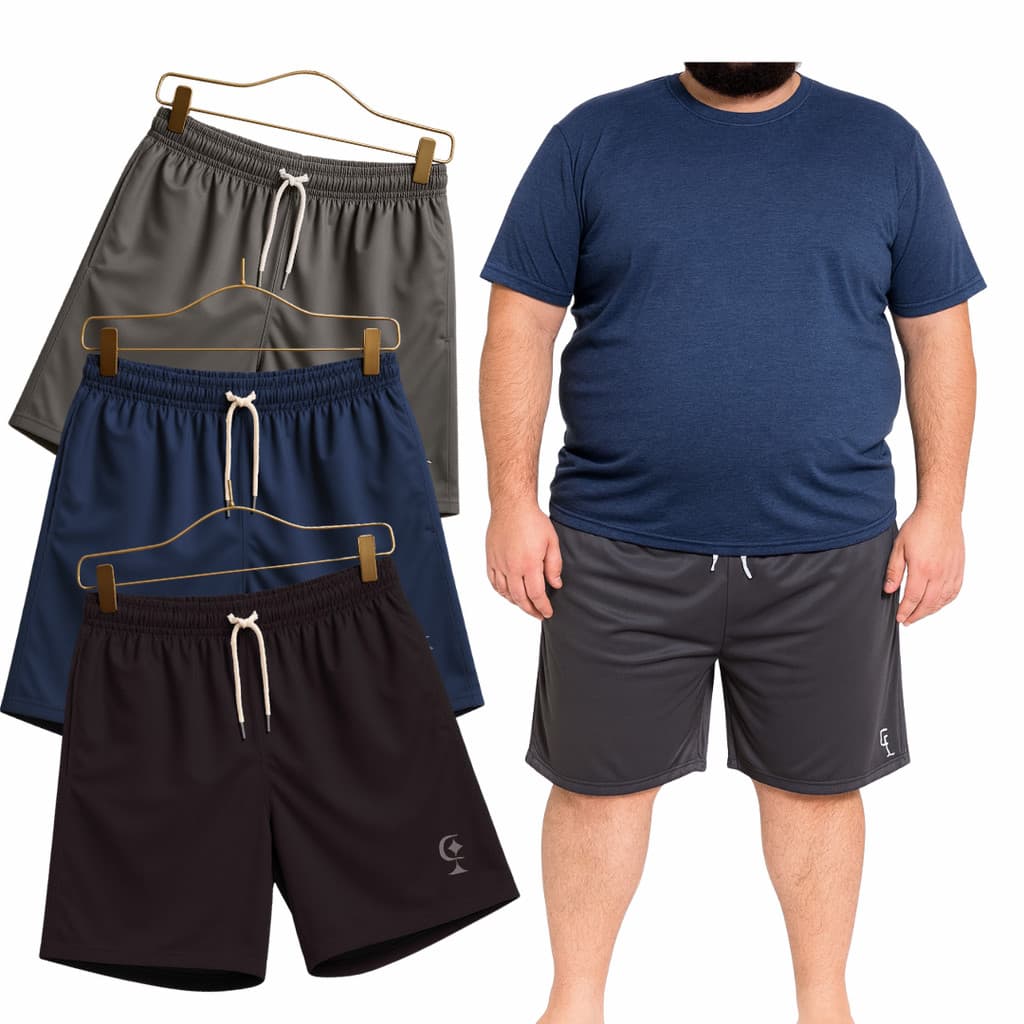 Kit 3 Bermudas Plus Size Dry Fit Refletiva para Casual e Academia || G1 A G3