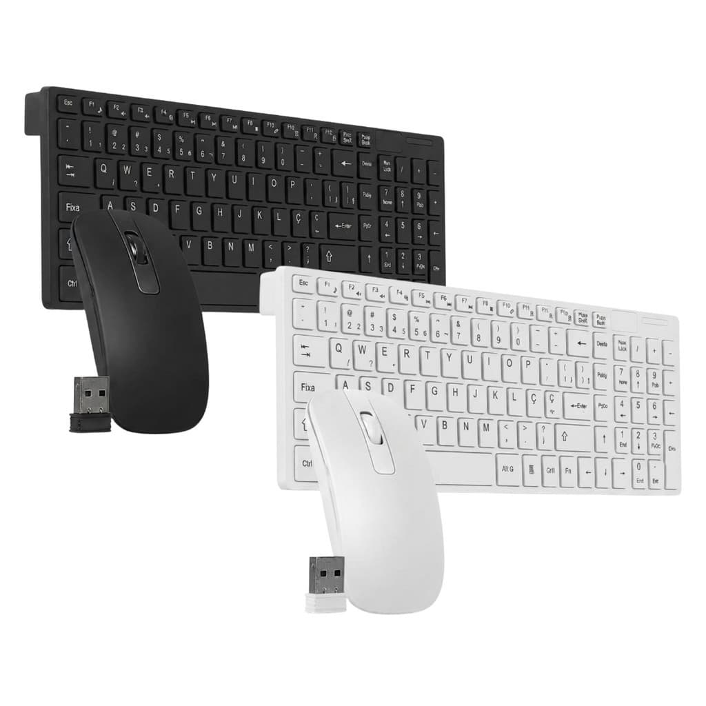 Teclado e Mouse com Receptor Sem Fio ABNT2 Kapbom