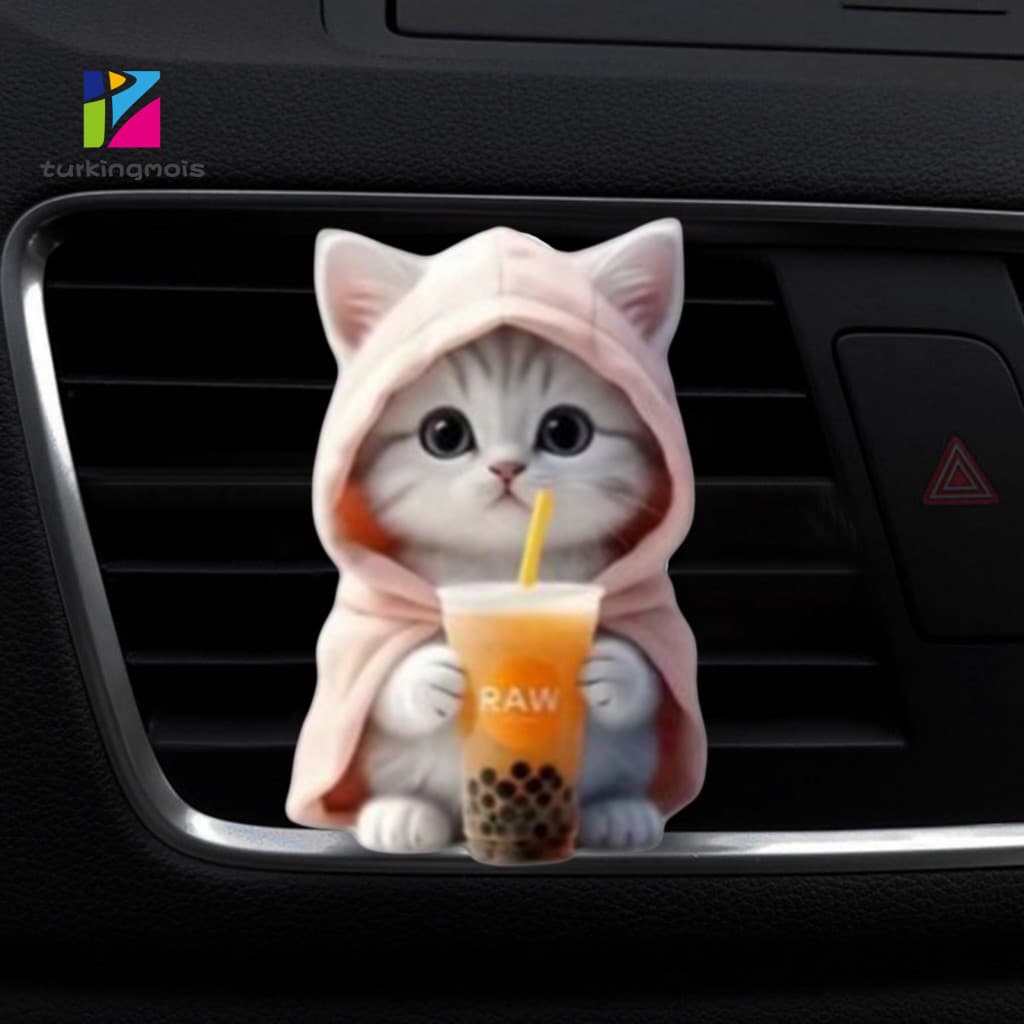 Cat Car Vent Clip Air Freshener Cute Kitten Clips Refillable Cat-shaped Diffuser for Long-lasting Fragrance for Southeas