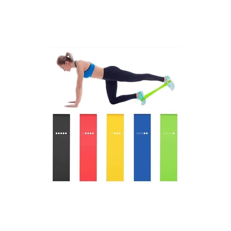 Kit 5 Faixas Elástica de Resistência Mini Band para Treino Yoga Pilates Treino Academia Musculação