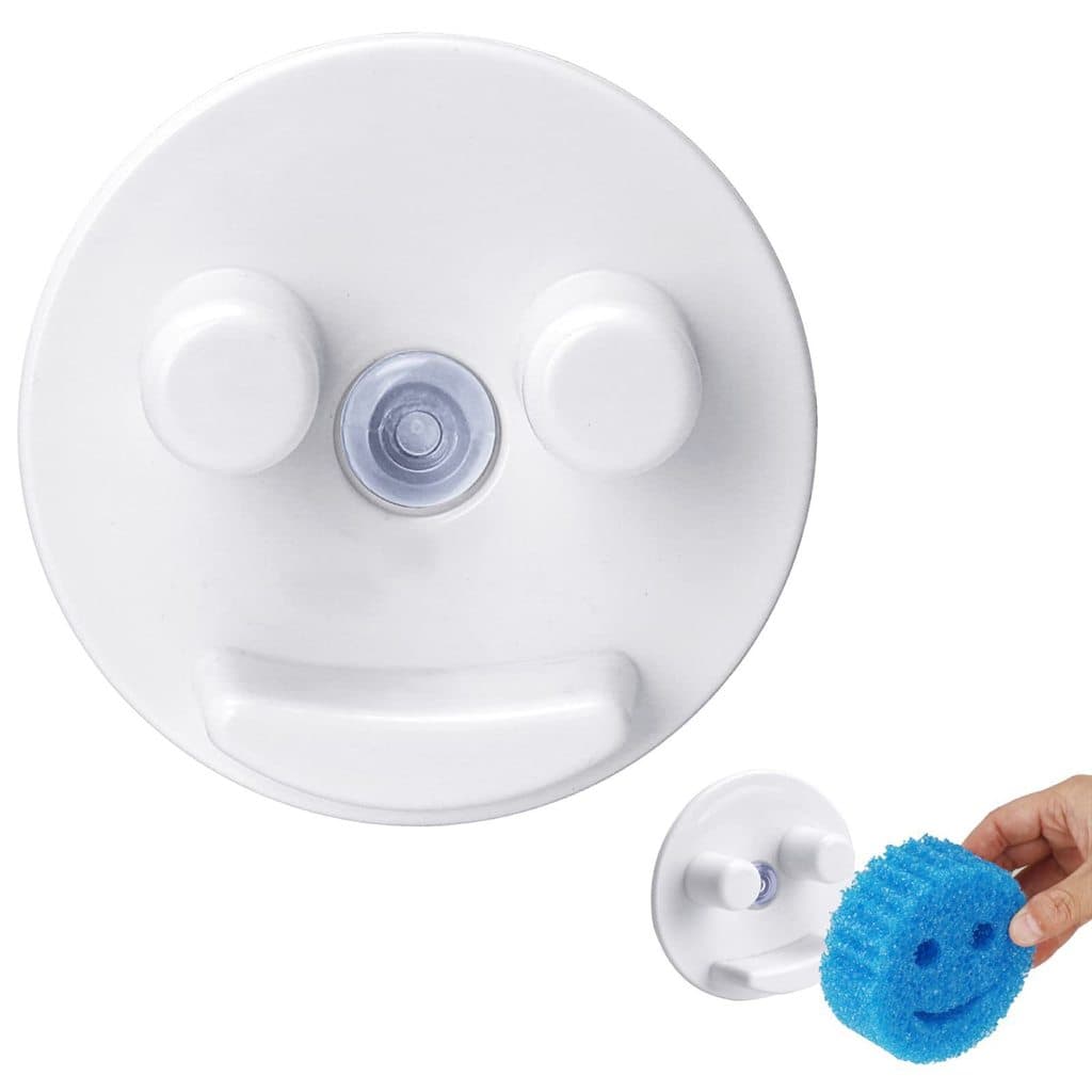 Organizador ventosa esponja palha Smiley esponja suporte de armazenamento pia cozinha caixa armazenamento Caddy