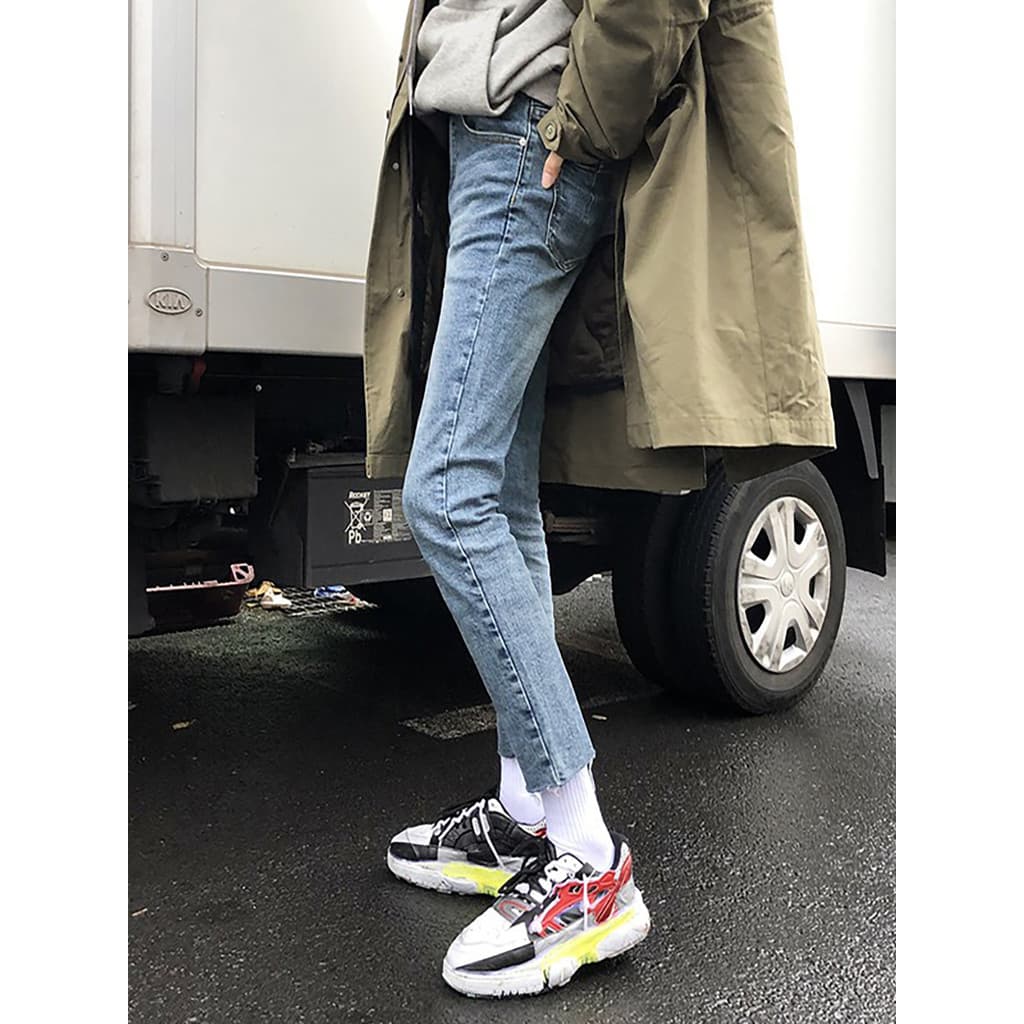 Alta qualidade versão coreana Retro pequeno tornozelo comprimento Jeans masculino na moda slp fino ajuste estiramento 9