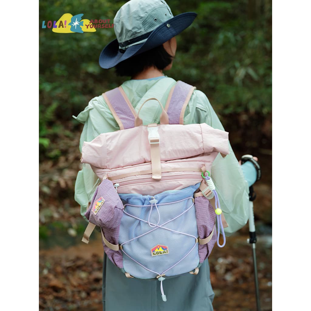 Guan Ji x Lola Leve Contraste Cor Mochila Ao Ar Livre Caminhadas Ao Ar Livre Bolsa Escola Estudante Campus Bolsa Escolar