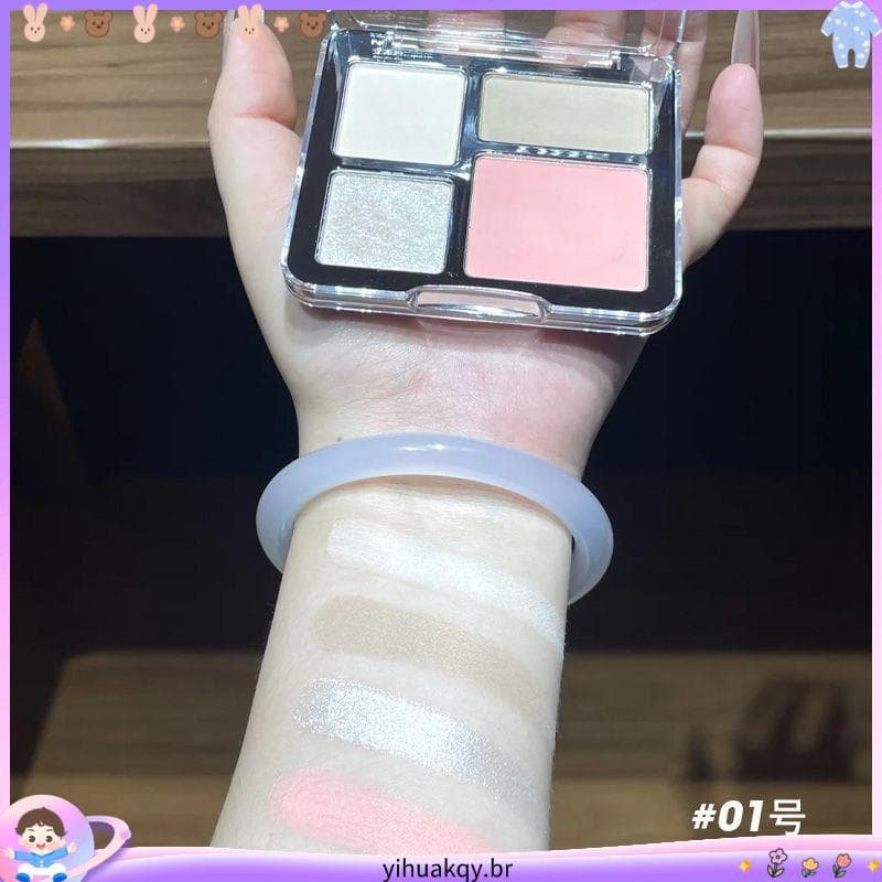 Zhiyouquan placa abrangente Facial alto brilho contorno Blush tudo-em-um placa fosca perolada iluminando sombra Sil