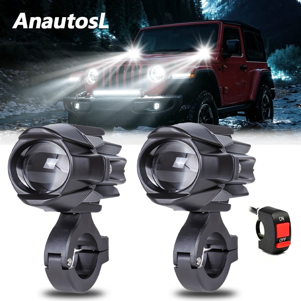 2 Pçs Mini Pássaro De Água LED Spot Light Dupla Cor Branco Amarelo Multi Modo Com Interruptor Motocicleta Offroad Conduç