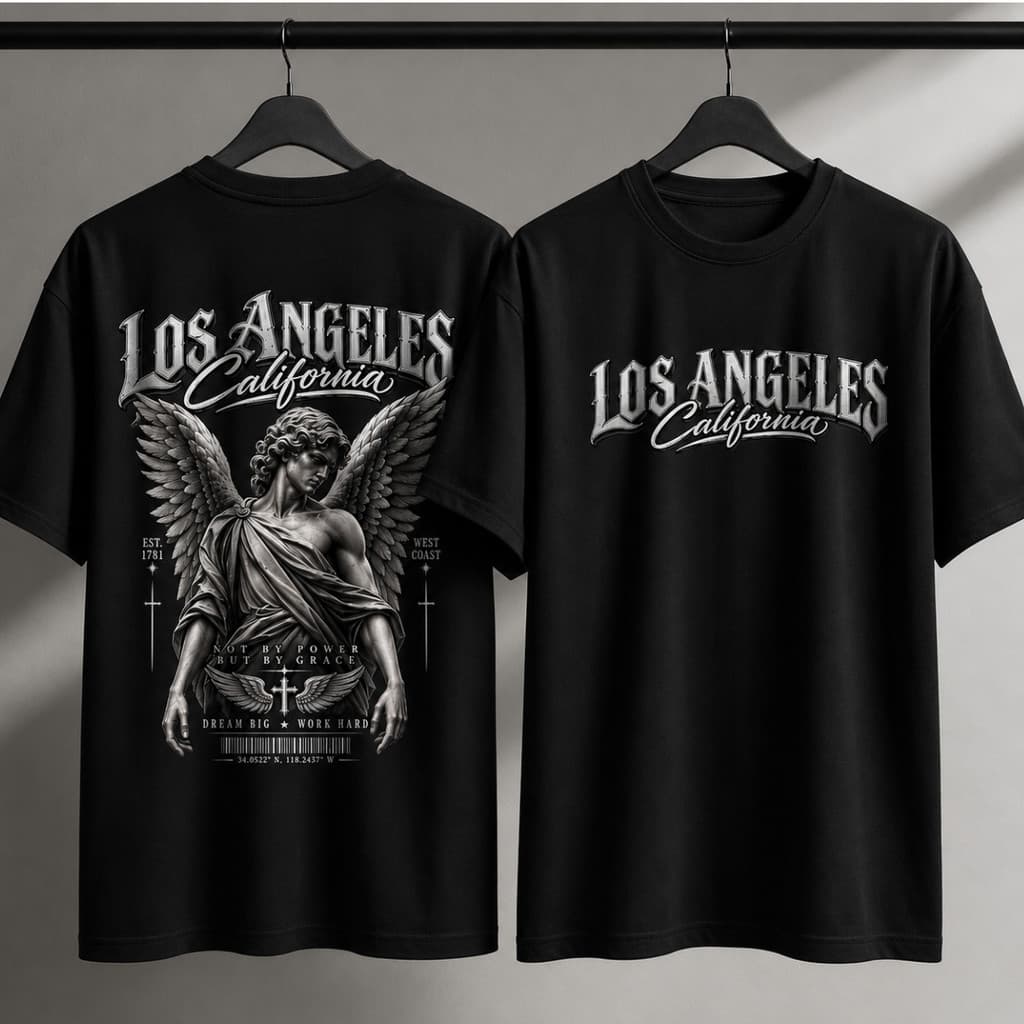Camiseta Los Angeles Angel California Camisa Estilo Streetwear Masculina e Feminina