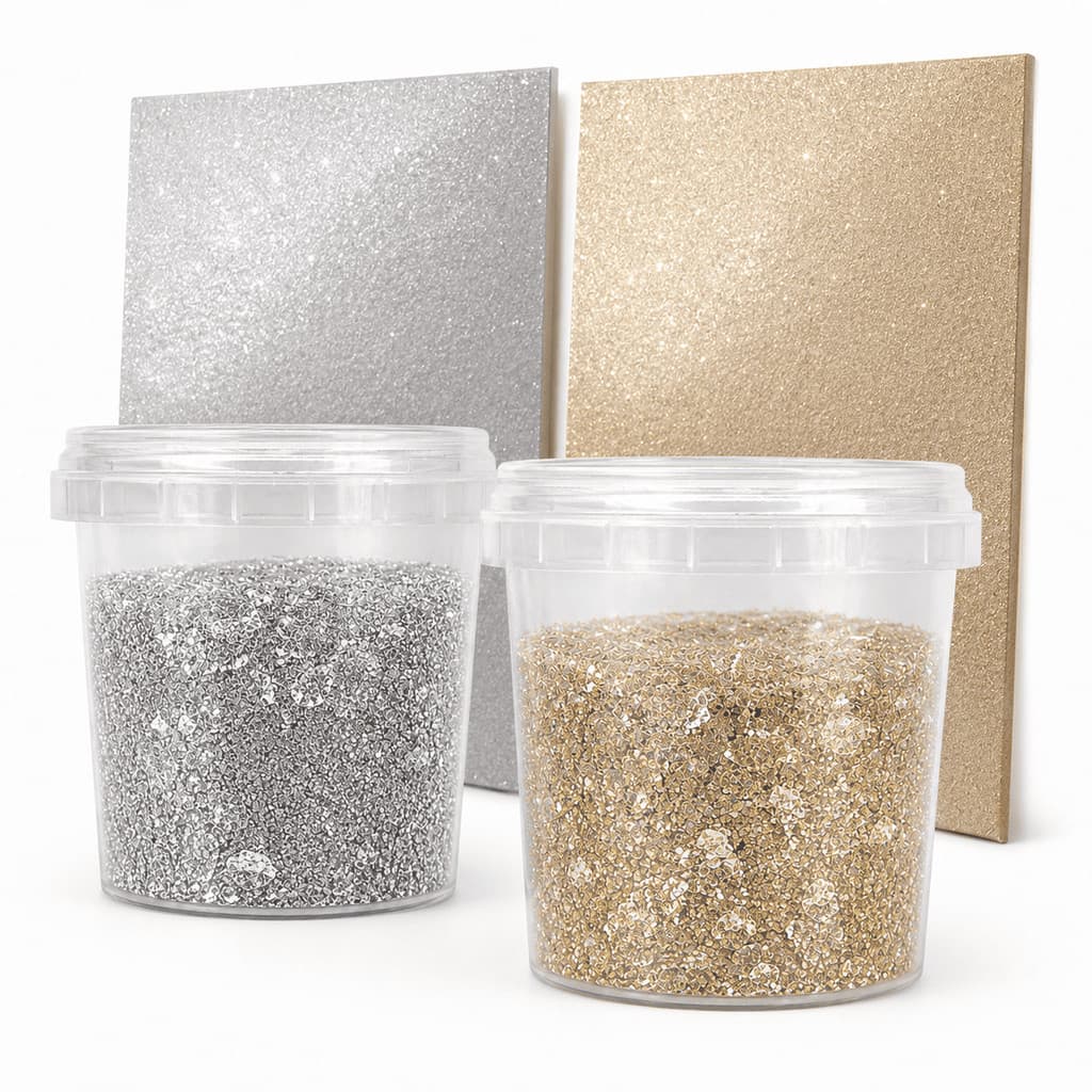 Glitter Para Tinta Parede SUTEM 100g Mix 4 Tipos Prata Ou Dourado