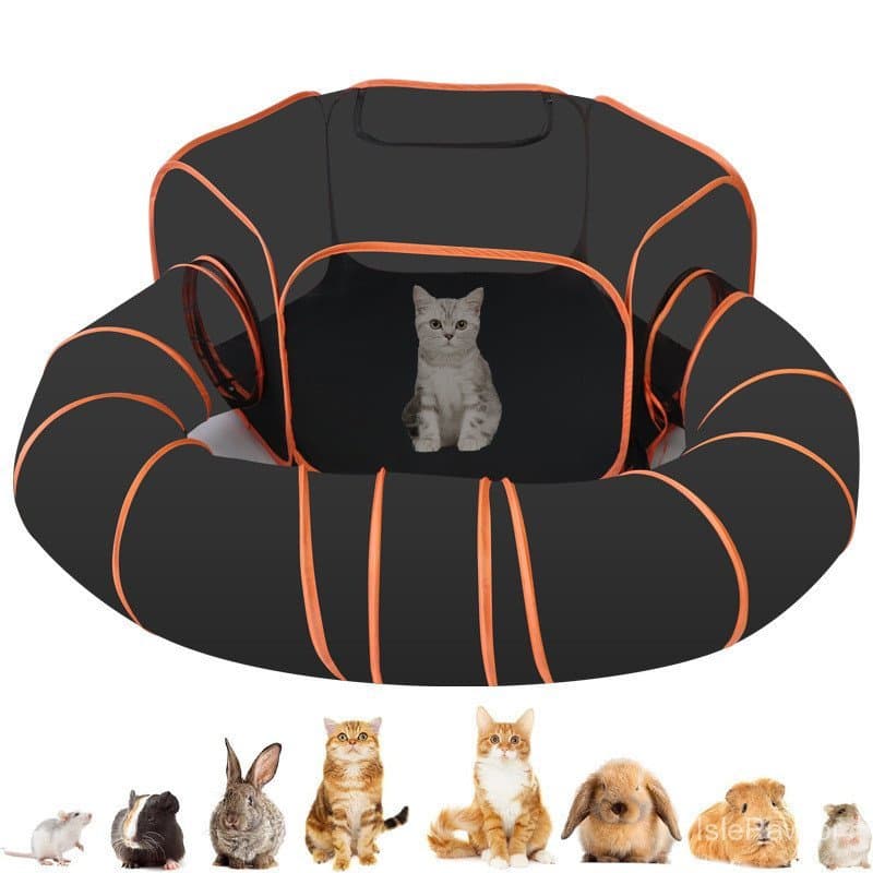 Túnel para Gatos 2 em 1 Dobrável, Tenda de Brincar Portátil, Casa de Brinquedo para Gato, Gatinho, Coelho, Porquinho-da-