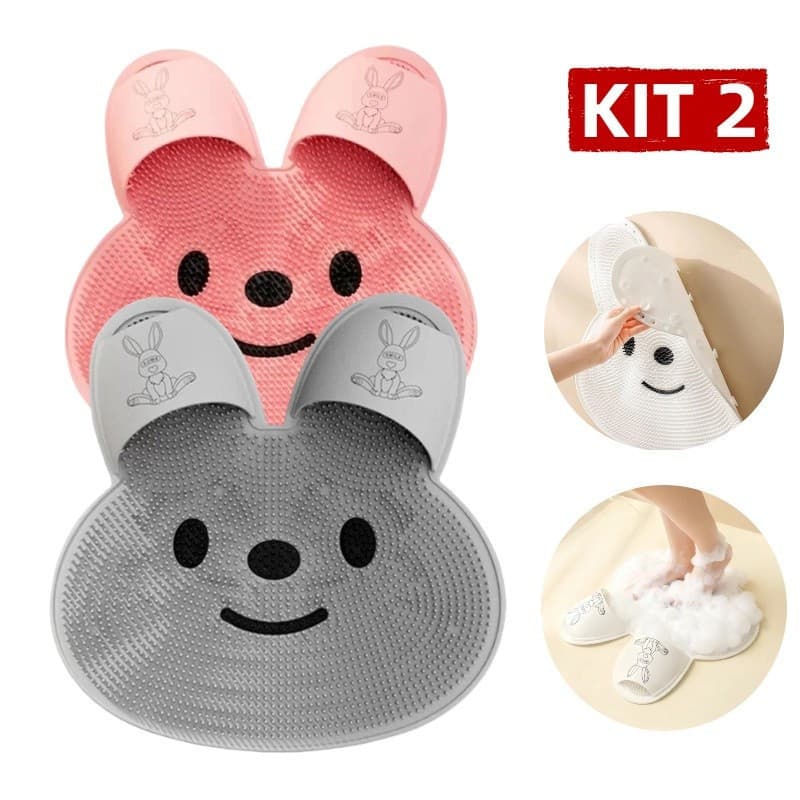 Kit  2 Tapete de Silicone Antiderrapante Relaxante Para Pés e Costas Massageador Box Banheiro