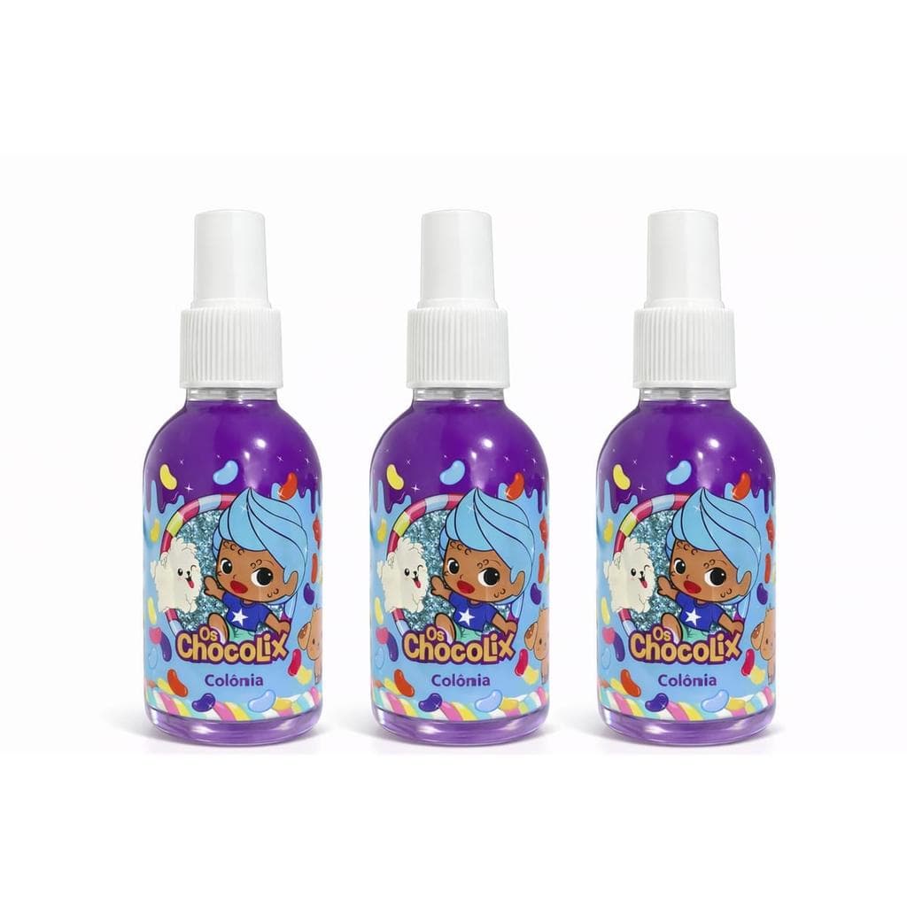 Kit 3un Colônia Chocolix Menino 100ml - Colônia Infantil Suave, Perfume Leve Omega Kids