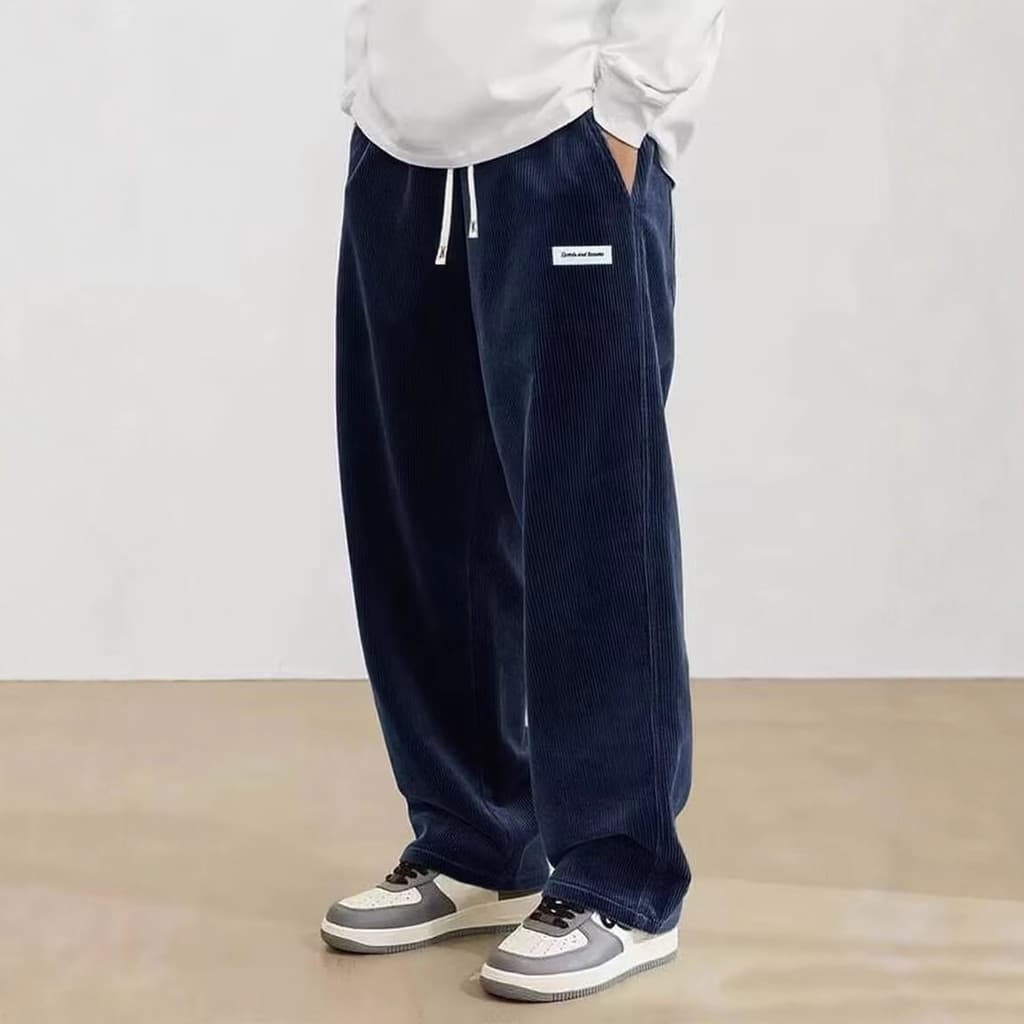 Tamanho Europeu Local Novas Calças Casuais De Veludo Masculino Com Cintura Alta E Marca De Moda De Rua retro De Perna Re
