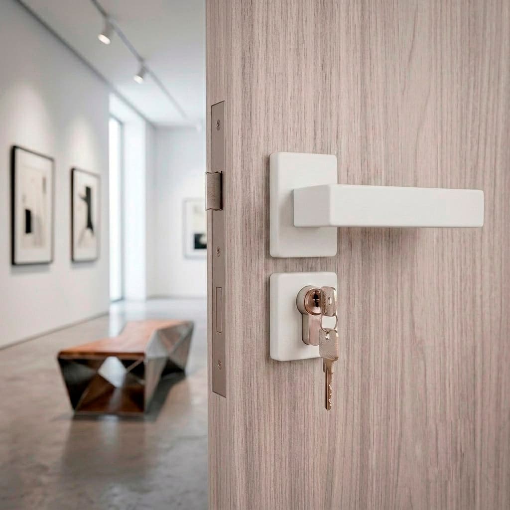 Fechadura Externa Branco Completa Porta Alumínio Madeira
