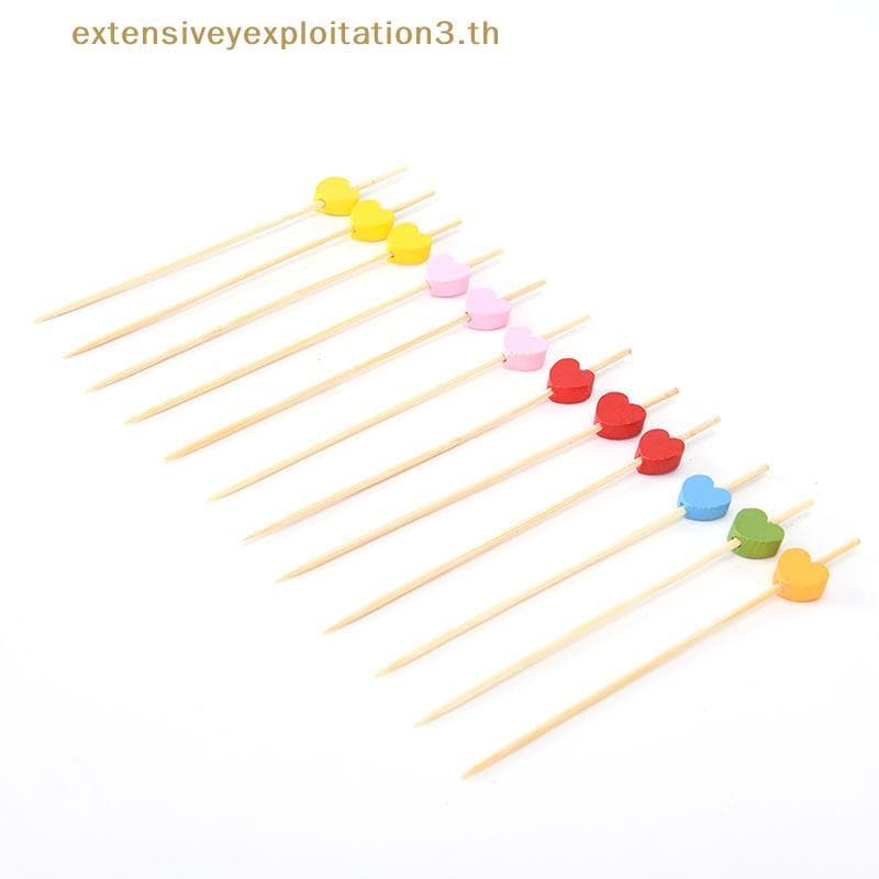 Home EE 2017 Novo 100pcs Padrão De Coração De Madeira Pi Sti Feltro Toothpi Cotail Sanduíche Decoração