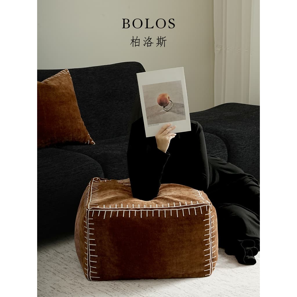BOLOS HOME BOLOS HOME Banco baixo bordado de alta qualidade cor caramelo banco baixo Futon sentado cais sapato mudando f
