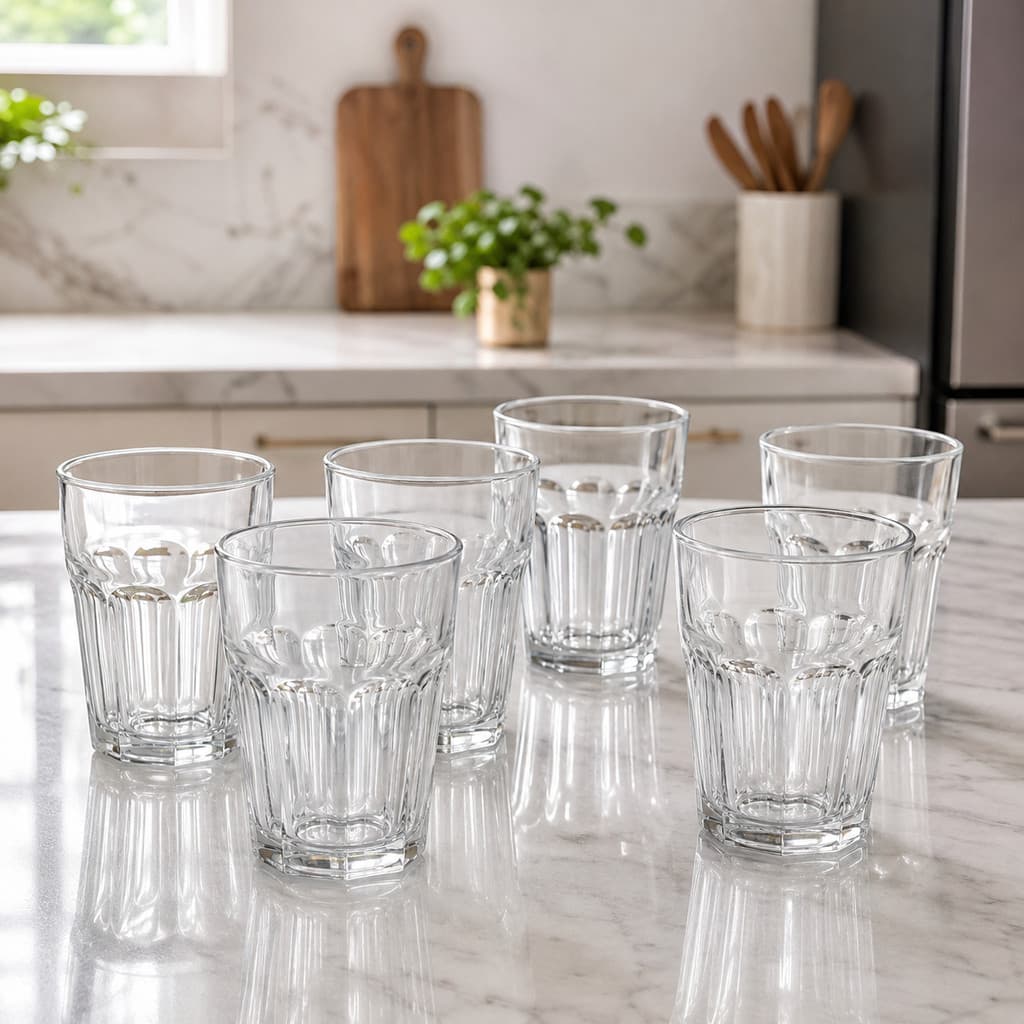 Kit 6 Copos Americanos de Vidro 400ml Transparente Reforçado para Água Suco e Drinks
