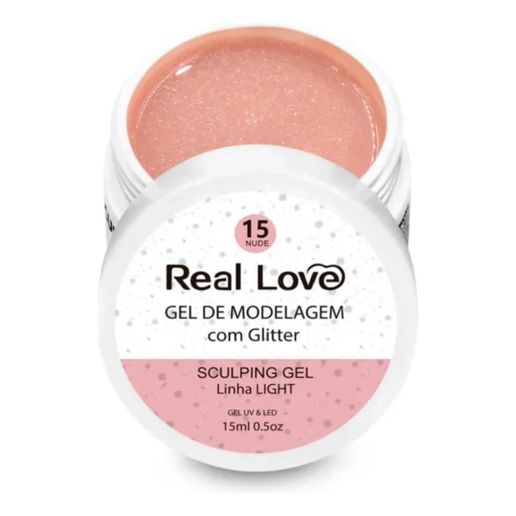 Gel De Alongamento Com Glitter 15 Nude Real Love 15G