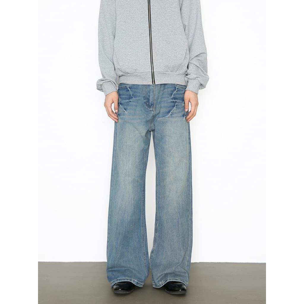 Calças largas americanas lavadas Design calças retas high-end sentir frito rua Jeans street Wear high-end calças ligeira
